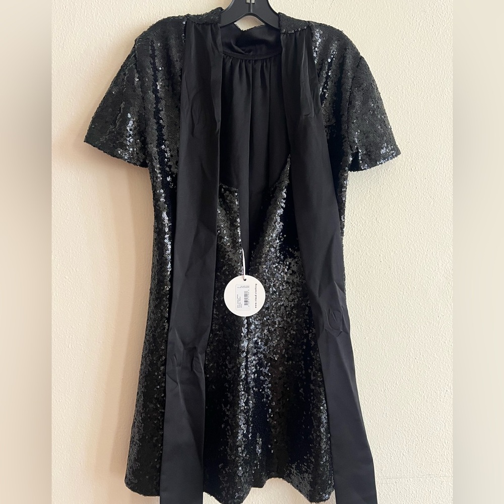 NWT STAUD Black Sequin Mini Ilana Dress Bow Size Small - Picture 5 of 11